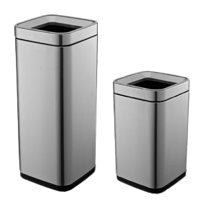 Κάδοι τετράγωνοι INOX σατέν 30L ανοιχτό καπάκι