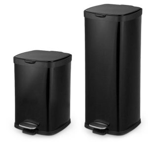 Κάδος τετράγωνος INOX LUXURY μαύρος  12L με πεντάλ